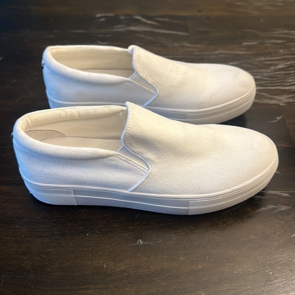 Steve Madden White Canvas Platform Loafers sneakers women size 7